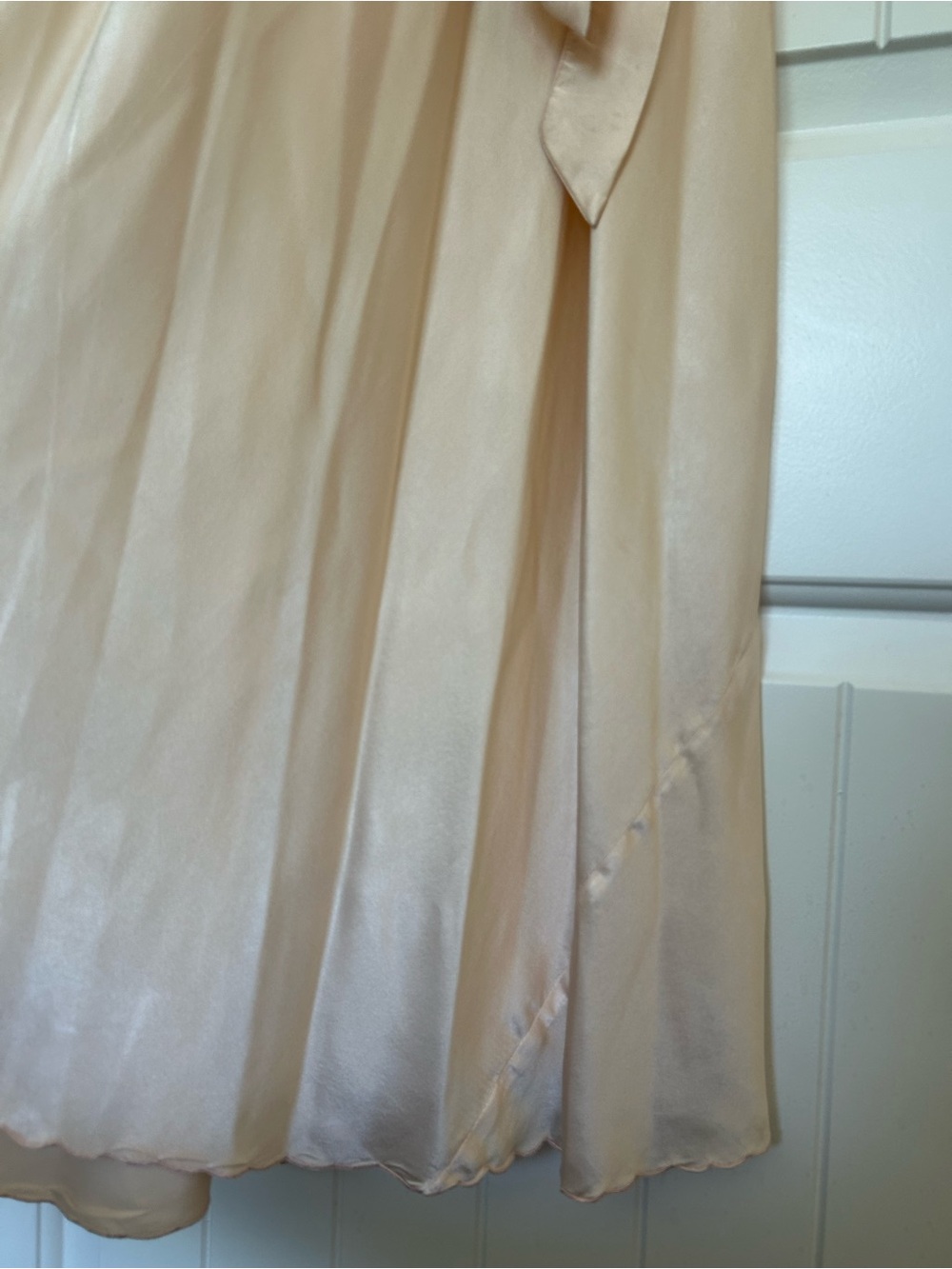 Silk Embroidered Bias Cut Maxi Dress Nightgown Soft Peach - Picture 10 of 11